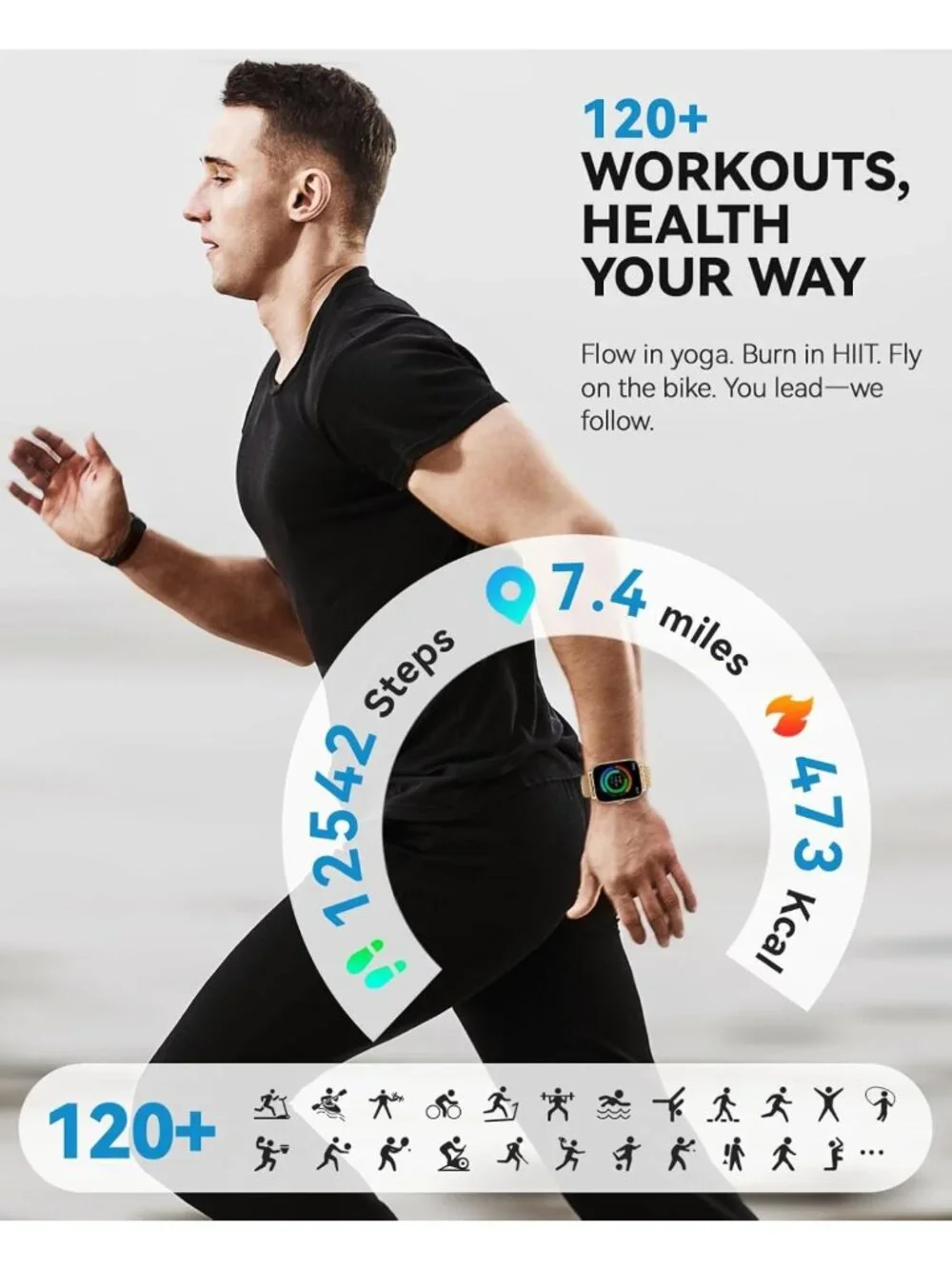 Stylish Waterproof Smart Watch for Fitness, Calls, Sleep & Activity Tracker